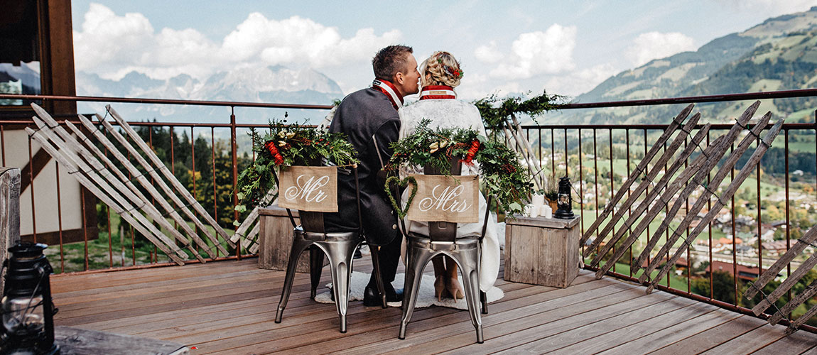 First Kiss at Austrian wedding